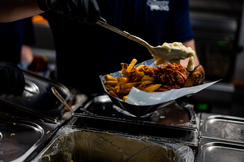 Community gathering for pizza night event